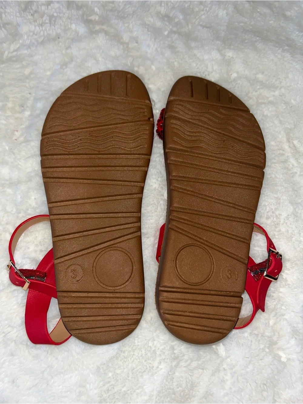 Girls' Red rhinestone Braided Strap Sandals